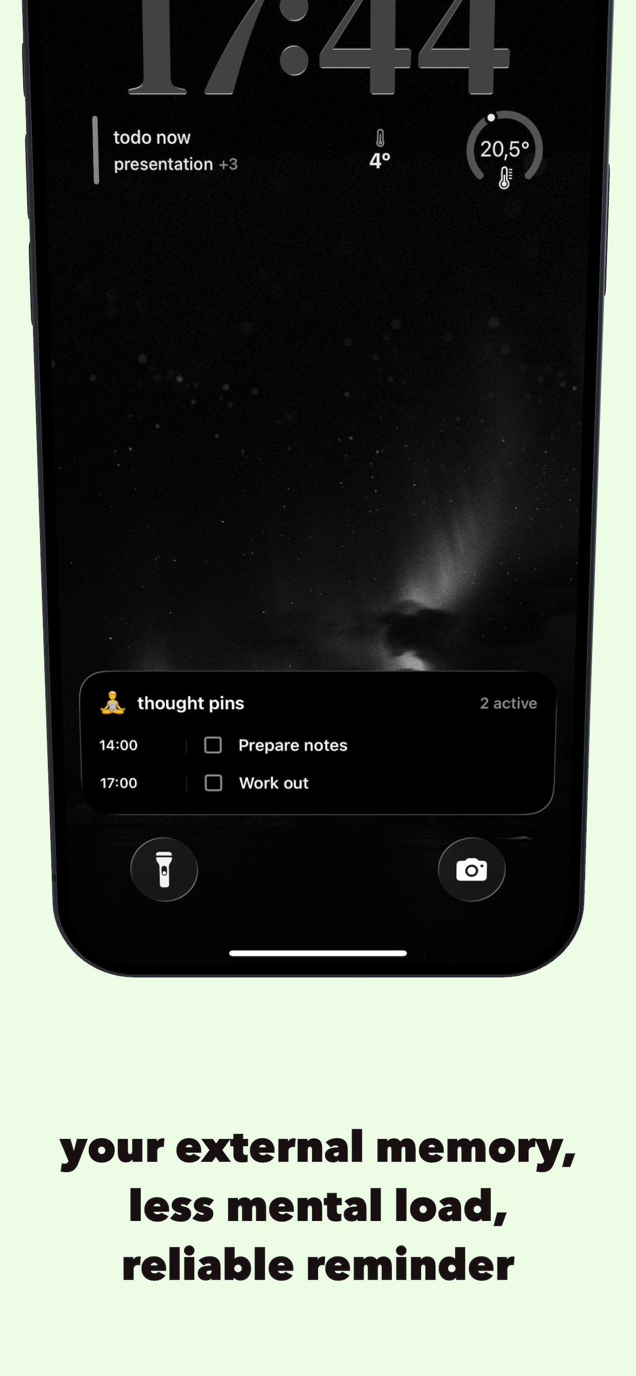 Lock screen with thought pins