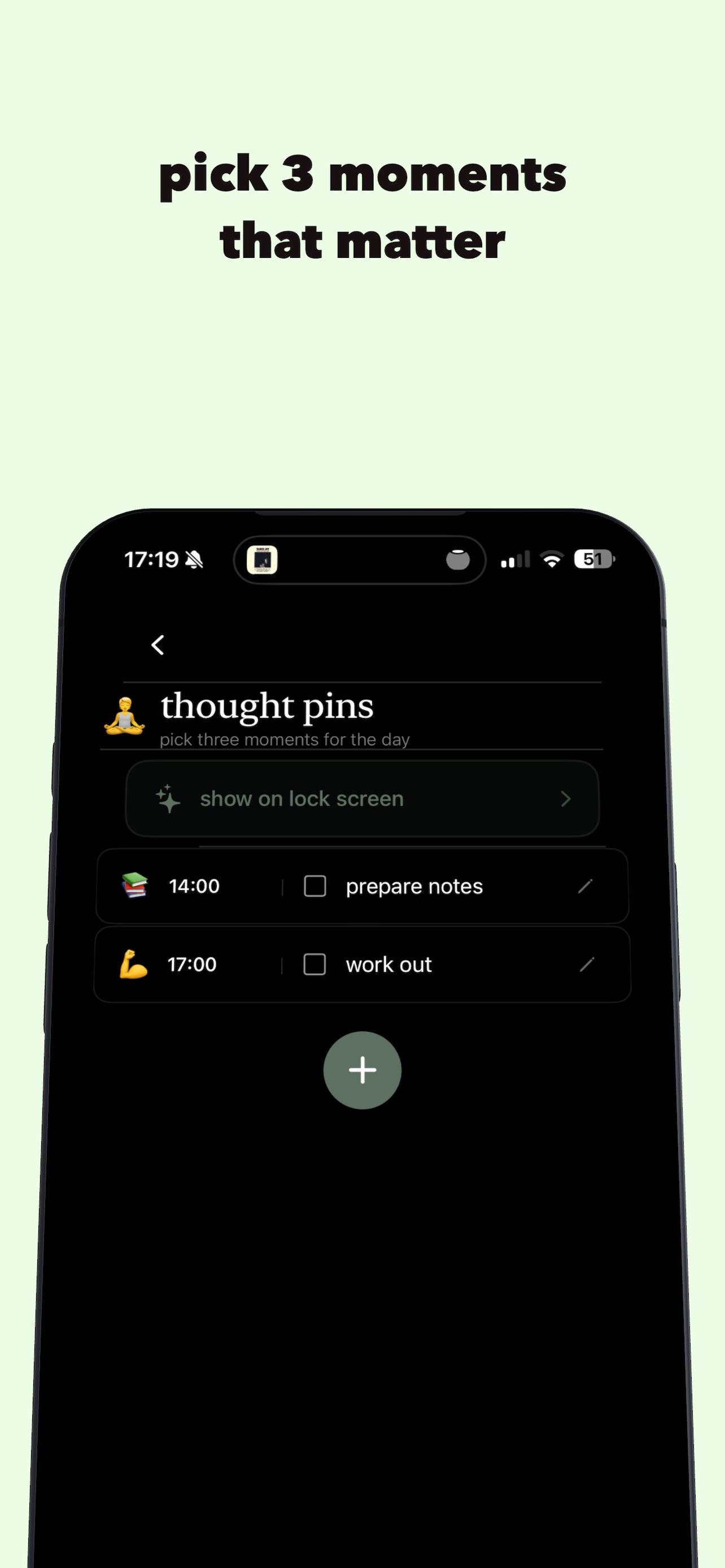 Thought pins feature